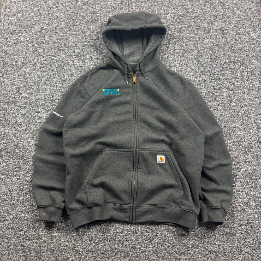 Carhartt Workwear‎ Full Zip Embroidered Hoodie Charcoal Grey Size Large